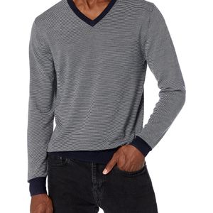 Suéter de lana de merino a rayas con cuello en V para hombre Goodthreads de hombre de color Gris
