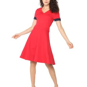 Fit&Flare Punto Dress SS Vestido Tommy Hilfiger de color Rojo