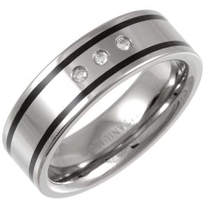 THEIA Ring Titan und Emaille Intarsie Flache Form 0.06ct Diamant Matt 7mm in Mettallic für Herren