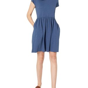 Heavyweight Cotton Slub Short-Sleeve GatheredWaist EasyDress Dresses di Goodthreads in Blu