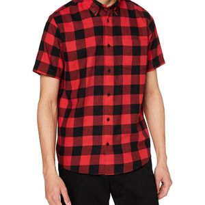 FIND Amazon-Marke: Hemd Brushed Flannel Check Short Sleeve in Rot für Herren