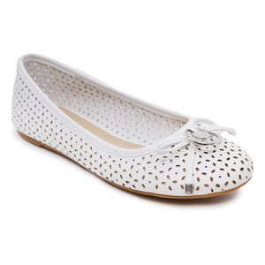 Nautica Weiß Cut Out Perforated Slip On Ballet Flats Casual Soft Dress Walking Shoes-Seaback 2-White-7.5