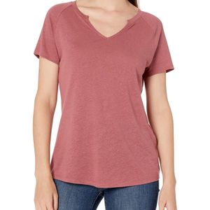 Linen Modal Jersey Short-Sleeve Slit-Neck T-Shirt Chemise Goodthreads en coloris Rose