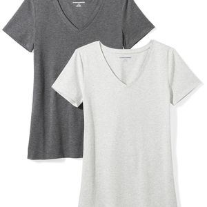 Camiseta Ajustada sin gas Mujer Amazon Essentials de color Gris