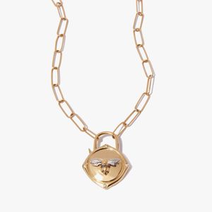 Annoushka Metallic Lovelock 14ct Yellow Gold Diamond Bee Necklace