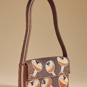 By Anthropologie Natural The Fiona Beaded Bag: Espresso Martini Edition