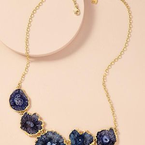 Anthropologie Blue Druzy Multi-stone Necklace