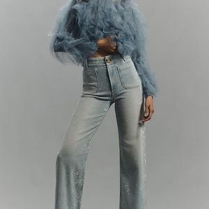 Maeve Grey The Colette Cropped High-Rise Wide-Leg Jeans By Sparkle Edition