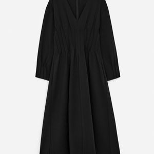 ARKET Black V-Neck Pleated Dress