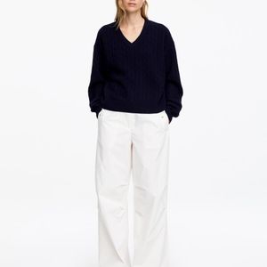ARKET Blue Cotton Pleat-Knee Trousers