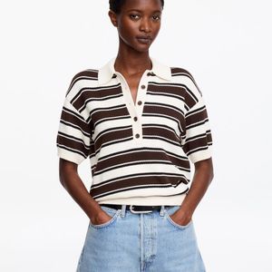 ARKET Blue Short-Sleeve Cotton Polo Shirt
