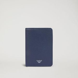 Porta passaporto in pelle stampata palmellata di Emporio Armani in Blu da Uomo
