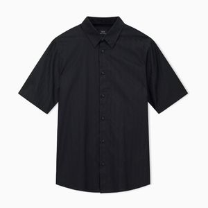 ARMANI EXCHANGE Black Short-Sleeve Button-Up Shirt for men