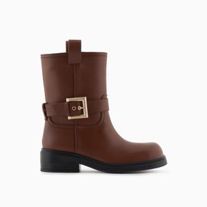 ARMANI EXCHANGE Brown Smooth Faux Leather Ankle Boot