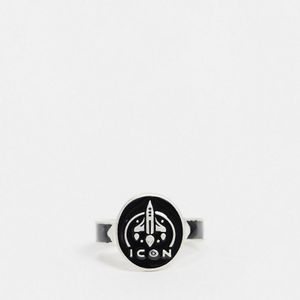 Icon Brand – Ring mit Raketendesign in Mettallic für Herren
