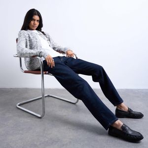 TOPSHOP Blue Kort High Rise Straight Jean