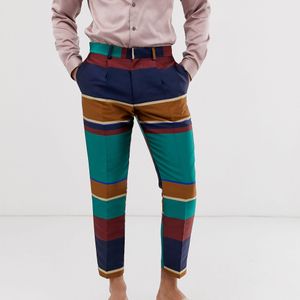 Pantalon élégant court slim à rayures multicolores ASOS pour homme en coloris Vert