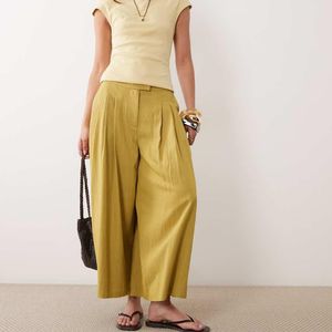ASOS Natural Tailored Pleated Floaty Culotte