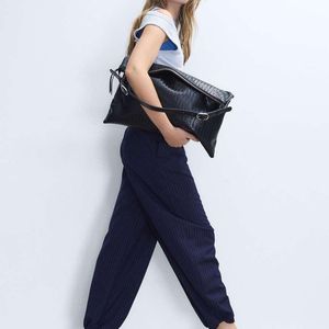 Stradivarius Blue Formal Sarouel Trousers