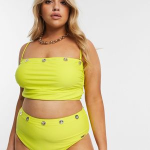 Top bikini con borchie e logo giallo di Juicy Couture