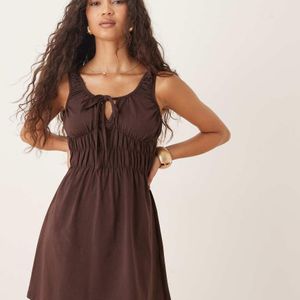 ASOS Brown Prairie Ruched Bust Mini Dress
