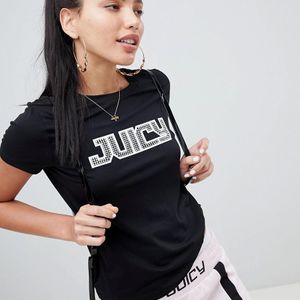 Juicy Couture Black Juicy By T-shirt With Diamante Logo