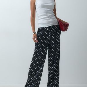 New Look Grey Polka Dot Satin Wide Leg Trousers
