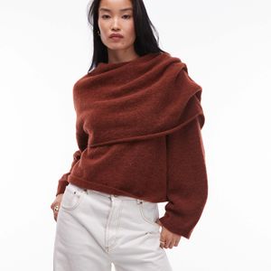 & Other Stories Red Wool Alpaca Swaddled Drape Sweater