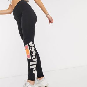 Ellesse Schwarz – leggings mit logo-print auf dem bein