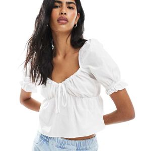 Miss Selfridge White Poplin Milkmaid Top