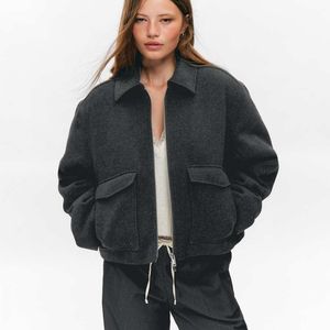 Monki Gray Short Collared Jacket With Wool