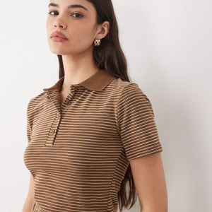 Brave Soul Brown Short Sleeve Jersey Polo Top