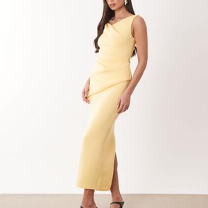 ASOS Natural Drape Asymmetric Midi Dress