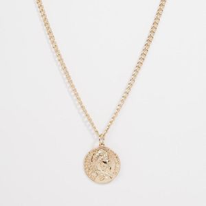ASOS Metallic Coin Necklace In Gold for men
