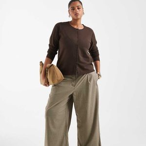 ASOS Brown Curve Tailored Low Rise Slouchy Trousers