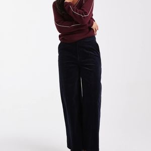 ASOS Blue Cord Wide Leg Ankle Grazer Pants