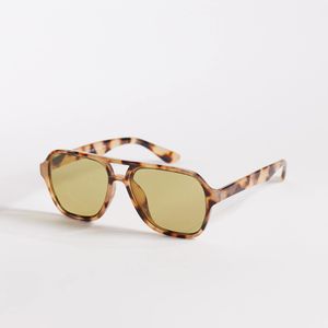 New Look Natural Green Lens Aviator Sunglasses