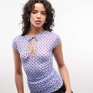 Reclaimed Vintage White Keyhole Tie Cap Sleeve Top