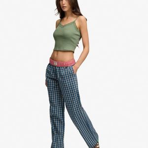 Superdry Blue Mini Check Cotton Trousers