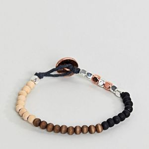 Classics 77 Black Mixed Beaded Bracelet With Burnished Copper Button Closure for men