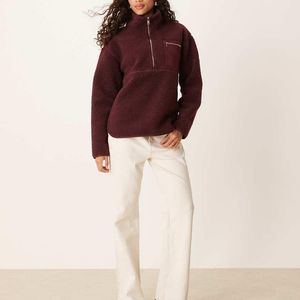 Threadbare Red Borg 1/4 Zip Fleece With Pocket Detail