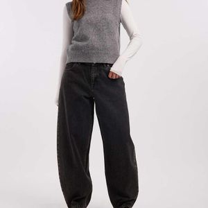 Dr. Denim Black Nanci Mid Waist Relaxed Fit Barrel Leg