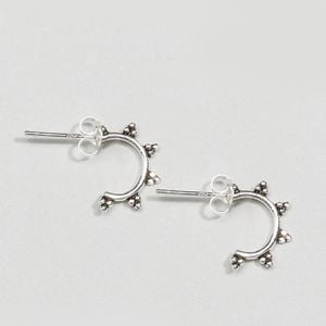 Kingsley Ryan Metallic Sterling Silver Ornate Hoop Earrings