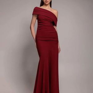 Goddiva Red Pleated One Shoulder Bardot Fit And Flare Maxi Dress