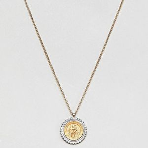 Dogeared Metallic Gold & Silver Plated St Christopher Medallion Necklace