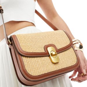 Mango Natural Raffia Bag With Contrast Piping