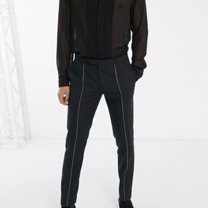 Pantaloni super skinny neri con profili argento di Twisted Tailor in Nero da Uomo