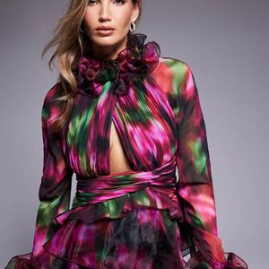 ASOS Organza Long Sleeve Exaggerated Ruffle Top