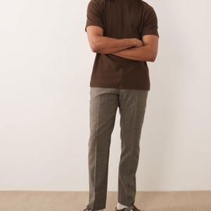 ASOS Natural Tailored Slim Trousers With Wool Blend for men
