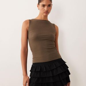 Brave Soul Black High Neck Tank Top